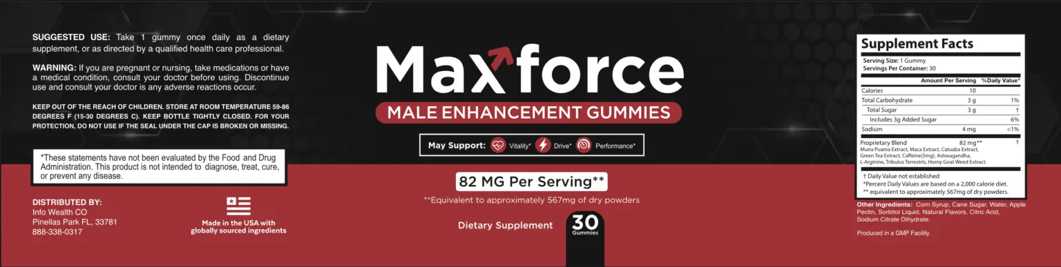 MaxForce Supplement Facts Label